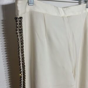 Haute Hippie White Trouser crystal embellished dress pants women’s 6